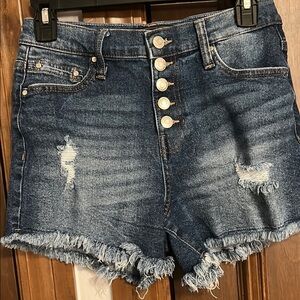 Rachel Roy Denim Distressed Women's Shorts, Size 6/28, Button Front